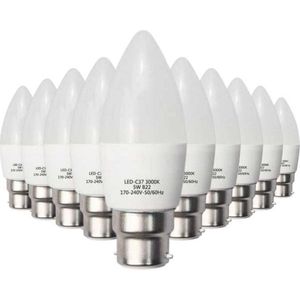 B22 LED-lamp 6W 220V C37 180 ° (10 stuks) - Wit licht - Kunststof - Pack de 10 - Wit Neutre 4000K - 5500K - SILUMEN