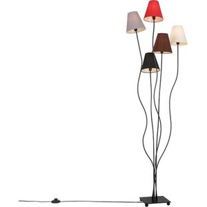 QAZQA Melis - Moderne Vloerlamp - Staande Lamp met Kap - 5 Lichts - H 1630 Mm - Wit