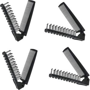 Opvouwbare kammen set van 4 stuks voor op reis - klapkam, baardkam en mini-haarborstel met inklapbare borstel