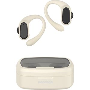 pocobob SP - draadloze sport oordopjes - Beige - hardloop oortjes met oorboog achter oor - bluetooth oordopjes hardlopen