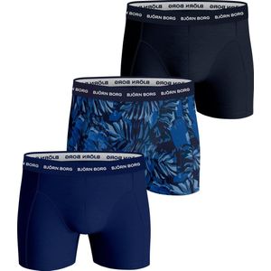 Björn Borg Cotton Stretch Boxershort Heren - Blauw/Blauw/Zwart - 3 stuks - Heren onderbroeken - Katoenen Boxer - Maat S