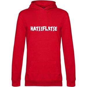 Hoodie met opdruk “Hatseflatse” - Rode hoodie met witte opdruk – Trui met Hatseflats - Goede pasvorm, fijn draag comfort