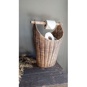 rieten toiletrol opbergmand