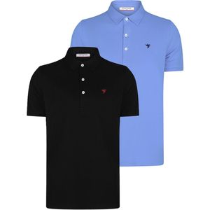 Felix Hardy Polo Shirt Korte Mouw Katoenen Pique 2 Pack Heren Zwart-Royaal Blauw - M