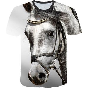 T-shirt - paard - 3D - korte mouw - ronde hals - oversized - XL