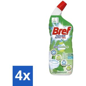 4 x Bref WC - Power Activ+ - Toiletreiniger - Gel - Eucalyptus - 700 ml - Toiletreiniger - Eucalyptusgeur - Milieuvriendelijk - Natuurlijke Ingrediënten - Duurzame Verpakking
