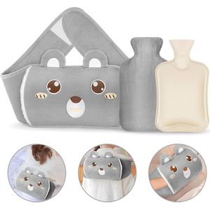 Warmwaterkruik met zachte hoes - 1 liter rubberen warmwaterzak voor nek, schouders en buikpijn