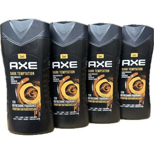 Axe Dark Temptation For Men - 4 x 250 ml - Douchegel - Voordeelverpakking