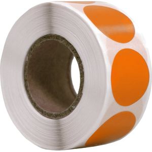 500 Etiketten Rond Oranje 20 mm op Rol - Sluitzegel - Markeringspunten - Blanco ronde stickers - DULA