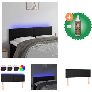 vidaXL LED-hoofdeinde Combinatie - 144 x 5 x 78/88 cm - Duurzaam kunstleer - Kleurrijke LED-verlichting - Verstelbare hoogte - Comfortabele ondersteuning - Snijdbare LED-strip - Bedonderdeel - Inclusief Houtreiniger en verfrisser