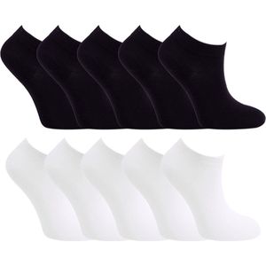 Naadloze sneakersokken | Naft | set 10 paar | Zwart en Wit | 43-46 | voordeelpakket | kortingpakket sneakersokjes