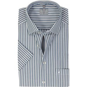 MARVELIS - Comfort Fit - Overhemd - Donkerblauw Gestreept - Korte Mouw - Strijkvrij
