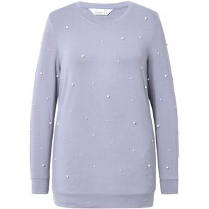 MIAMODA MIAMODA - Dames - Sweatshirt sierkralen lange mouw - Loodgrijs - Maat 42