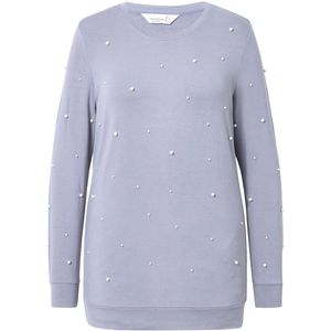 MIAMODA - Dames - Sweatshirt sierkralen lange mouw - Loodgrijs - Maat 42