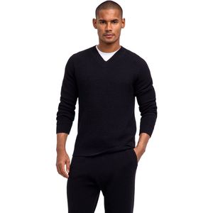 FALKE Selection Ribbed zacht warm wol trui heren zwart - maat XXL