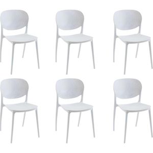 Set van 6 polypropyleen stapelstoelen - Wit - CARETANE L 46 cm x H 81.5 cm x D 51 cm
