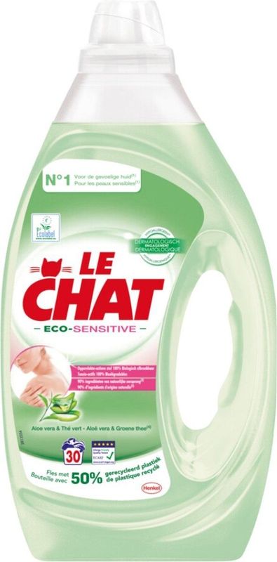Le Chat Eco-Sensitive - Vloeibaar Wasmiddel - 30 Wasbeurten - Aloë Vera & Groene Thee