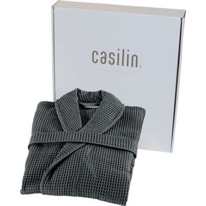 Casilin Badjas XXL Dames en Heren - Unisex - Wafel Badjas Cadeau in Luxe Geschenkdoos - 100% katoen - Absorberend - Wasmachinebestendig - Donkergrijs