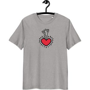 Love Life T-shirt - Unisex - 100% Biologisch Katoen - Grijs - Maat S | Pop Art T-shirt| Mindfull T-shirt| By BitPopArt| Love T-shirt| Zomer T-Shirt| Mindfull Kleding| Leven T-shirt