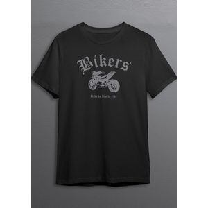 Naked Bike | Bikershirt | Zwart T-shirt | Zilvere opdruk | XL