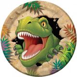 16x stuks Dinosaurus thema kinderfeestje bordjes 23 cm - Feestartikelen