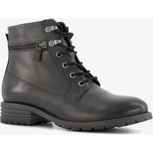 Hush Puppies leren dames veterlaarsjes - Zwart - Maat 36