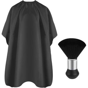 Professioneel haar knippen met nekborstel, kapperscape, haarknipaccessoires (zwart)