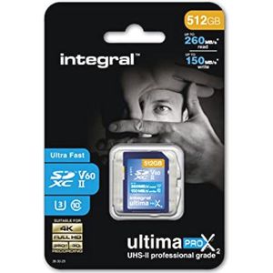 512 GB UHS-II SD-kaart V60 - Tot 260 MB/s Lezen en 100 MB/s Schrijven - Professionele Hoge Snelheid Geheugenkaart