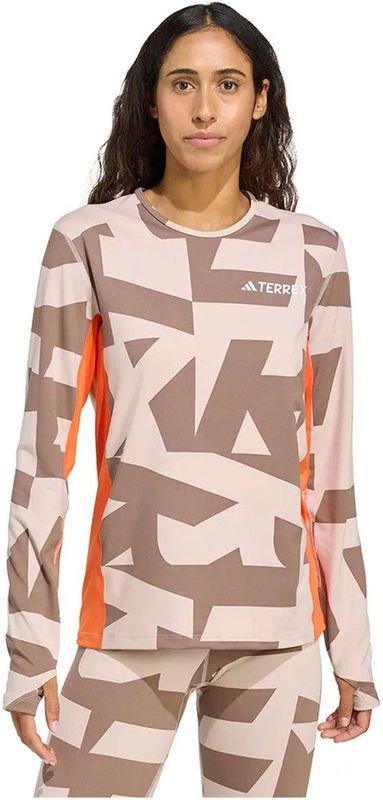 Adidas Multi Synthetic Lange Mouwen Basislaag Beige XL Vrouw