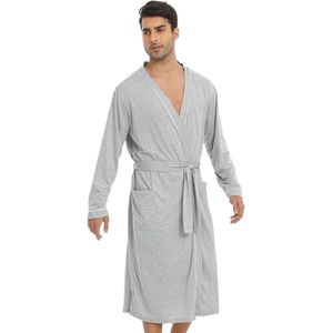 Lichtgewicht heren badjas van katoenmix met lange mouwen en zakken