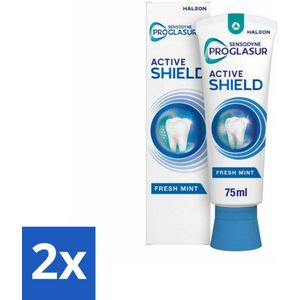 2 x Sensodyne - Tandpasta - ProGlasur Active Shield - Fresh Mint - Frisse Munt - 75 ml - Tandpasta - Glazuurbescherming - Gevoelige Tanden - Gaatjes - Suikerzuren