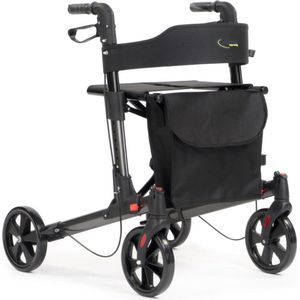 MultiMotion Double Lichtgewicht rollator - Antraciet - Dubbel Opvouwbaar - PU banden