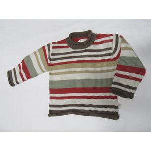 noukie's , unie , trui, gebreid , streep : ecru / bruin / groen / rood , 2 jaar 92