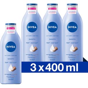 NIVEA Zijdezachte Body Milk - Verzorgend Serum en Sheaboter - Body Melk met 48 uur Hydratatie - Voor Droge Huid - 3x400 ml