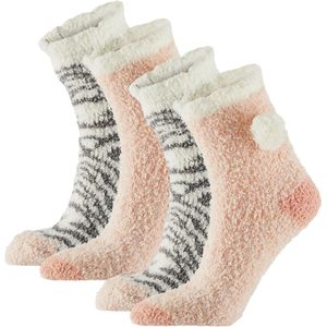 Apollo Kindersokken - 2 pack - roze - maat 36/41 - pluche - warm