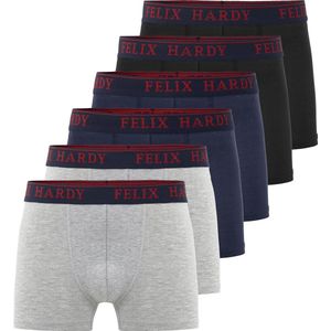 Felix Hardy Boxer - Boxershort Multipack 6 Pack - Onderbroek Mannen - Ondergoed - 95% Katoen Heren Zwart-Navy-Grijs2 - S