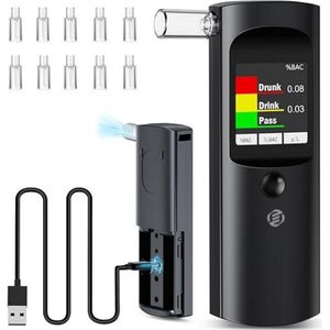 Equivera Digitale Alcoholtester - Digitale Alcoholtester - Alcoholtester - Digitale Blaastest - Blaastest - Draagabre Alcoholtester - Promillemeter - Meetinstrument voor Alcohol - Professionele Alcoholtester - Ademalcoholtester