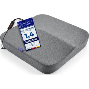 DYNMC you zitkussen stoel - test ZEER GOED - zitkussen bureaustoel [ONTWIKKELD MET FYSIOTHERAPEUTEN] - Traagschuim stoelkussen verlicht de rugdruk en verhoogt het zitcomfort - Zitkussen orthopedisch - stuitkussen grijs