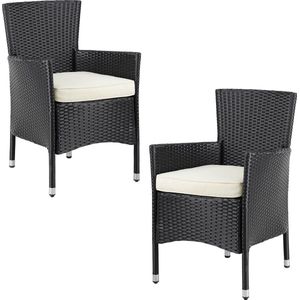 Casaria Tuinstoelen - Set van 2 Polyrotan Incl. Kussens - Zwart