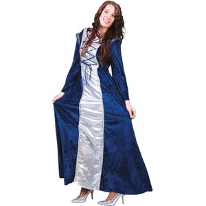 Funny Fashion - Middeleeuwen & Renaissance Kostuum - Midlands Ridder Jurk Vrouw - blauw - Maat 36-38 - Carnavalskleding - Verkleedkleding