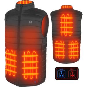 Lichtgewicht elektrisch verwarmd vest voor mannen en vrouwen met 6 verwarmingszones en 3 temperatuurinstellingen