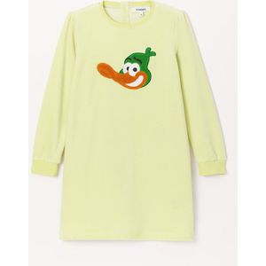 Woody slaapkleed meisjes/dames velours - lichtgroen - eend - 242-10-NIL-V/705 - maat 128