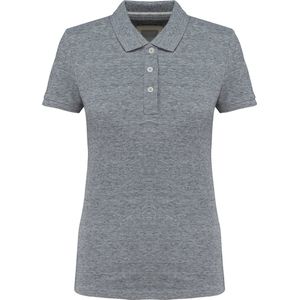 Polo Dames L Kariban Kraag met knopen Korte mouw Slub Grey Heather 100% Katoen