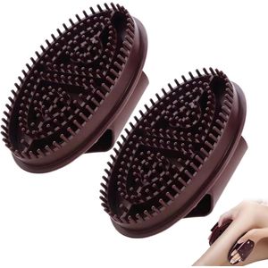 Massage Borstel - Meridian Drukborstel - Droogborstelen - Essentiële Olieborstel - Badborstel - Lichaamsscrub Bad Lichaamsborstel - SPA Massager - voor Meridian Hoofdhuid Volledige Lichaamsontspanningsmassage,verlicht spierspannin (2 stuks) - Bruin