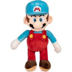 Super Mario Bros (Lichtblauw/Rood) Pluche Knuffel XXL 95 cm {Nintendo XL Plush Toy | Extra groot speelgoed knuffelpop voor kinderen jongens meisjes | Mario, Luigi, Peach, Toad, Donkey Kong, Bowser, Yoshi}