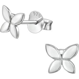 Joy|S - Zilveren vlinder oorbellen - 6 mm - egaal - kinderoorbellen