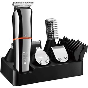 QTTVBTNA -6-in-1 Trimmer Kit – Multifunctionele Oplaadbare Grooming Set met Titanium Bladen