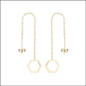 Aramat Jewels Oorbellen - Lange Zeshoekige Chirurgisch Staal Oorbellen - Roestvrij staal - Vrouwen - Volwassenen -