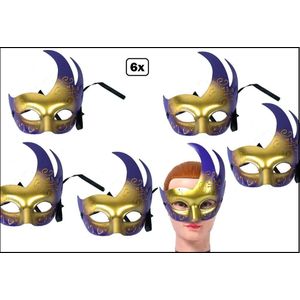 6x Venetiaans masker Columbina - Oog masker - Thema feest festival carnaval oogmasker fun