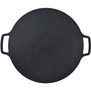 Koreaanse BBQ Grillpan - Rond, Anti-aanbak & Hittebestendig (30 cm / 11.81 inch) - Ideaal voor Buikspek, Pannenkoeken & Camping - Gemaakt van Gietijzer